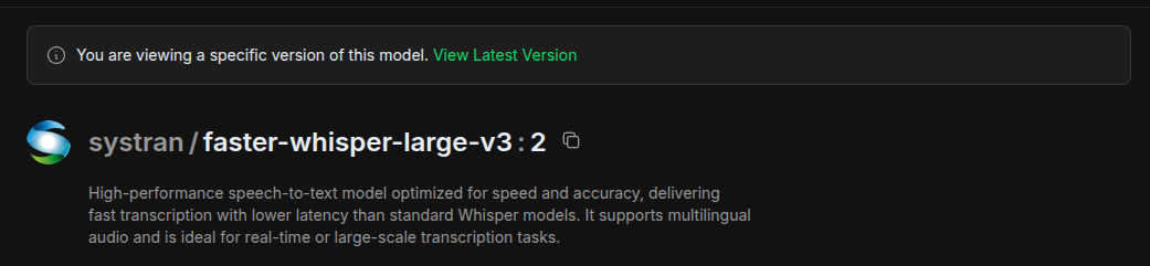 Version specific header screenshot